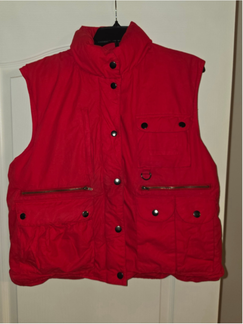 Vintage 80s Foxland Red Down Fishing Hunting Utility Vest Multi Pocket